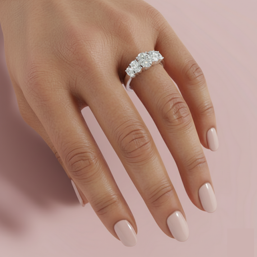 Oval 5 Stone 925 Pure Silver Ring My Store