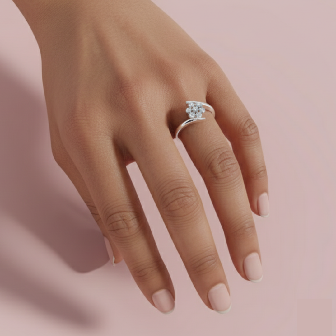 Sparkling Cluster 925 Pure Silver Ring My Store