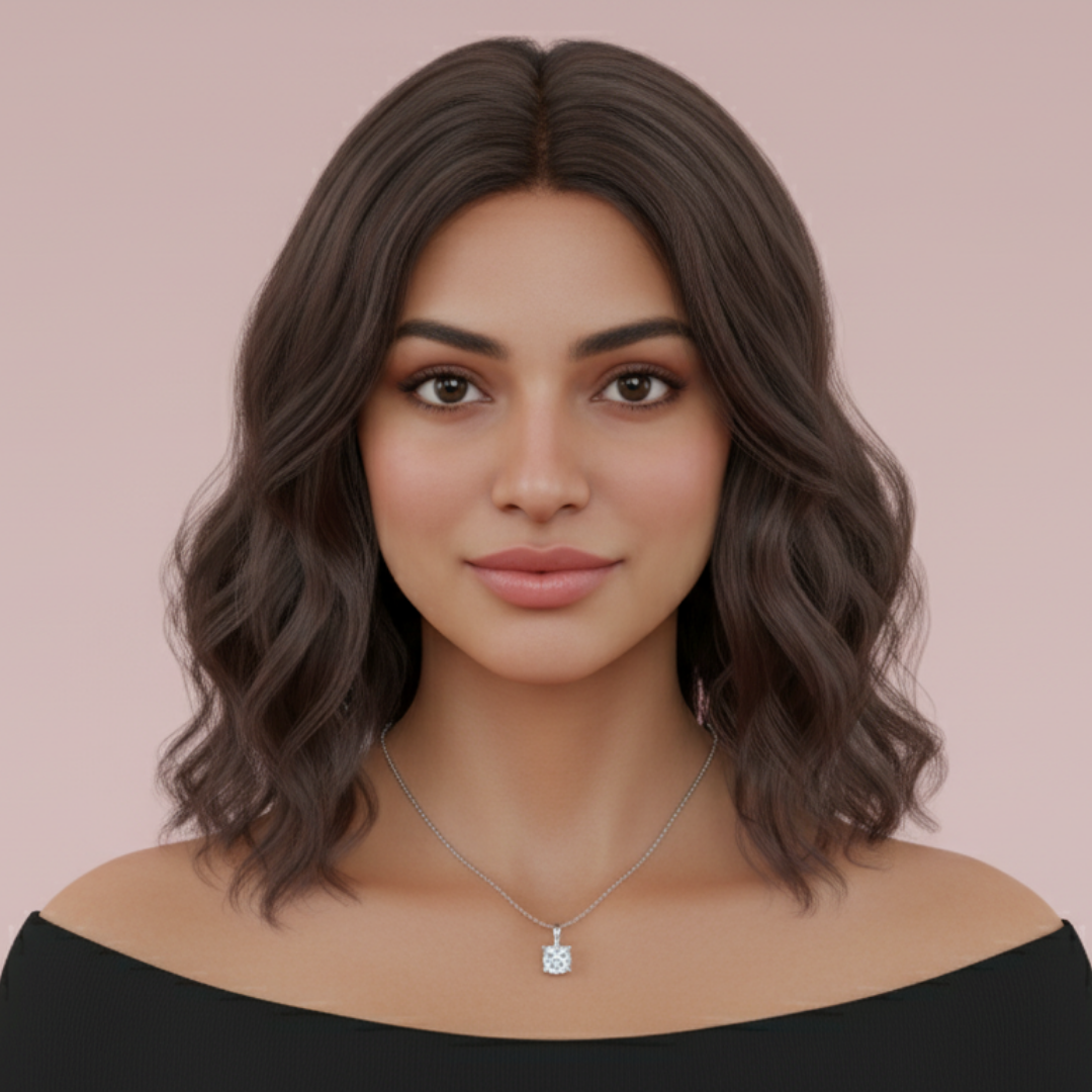 Classic Cushion Solitaire 925 Pure Silver Necklace My Store