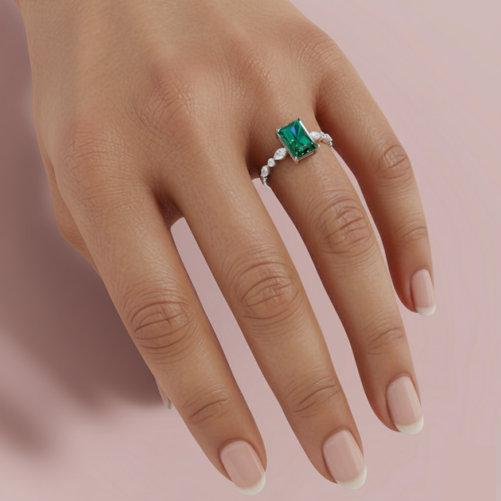 Green Vertica 925 Pure Silver Ring My Store