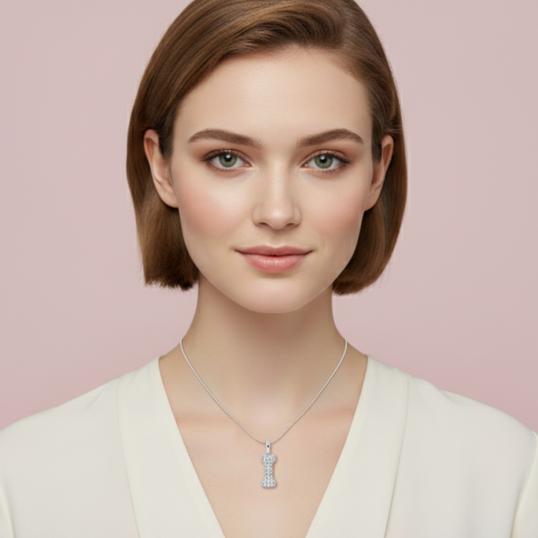 The Pave Bone 925 Pure Silver Necklace My Store