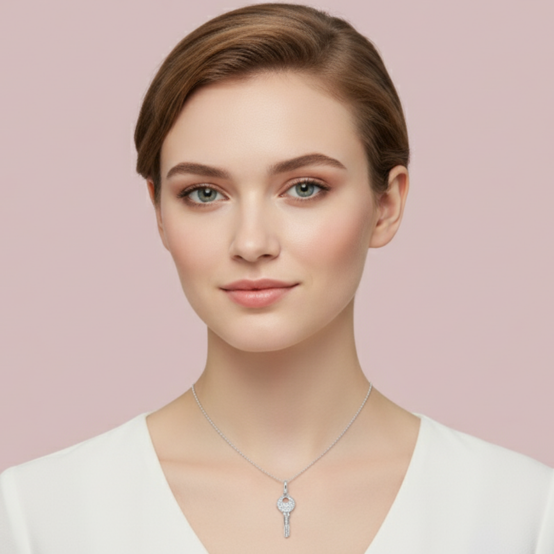 The Key Charm 925 Pure Silver Necklace My Store