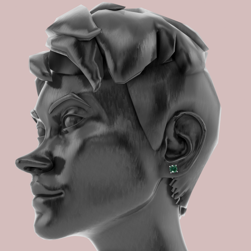 Moderna Round Green 925 Pure Silver Stud Earrings My Store