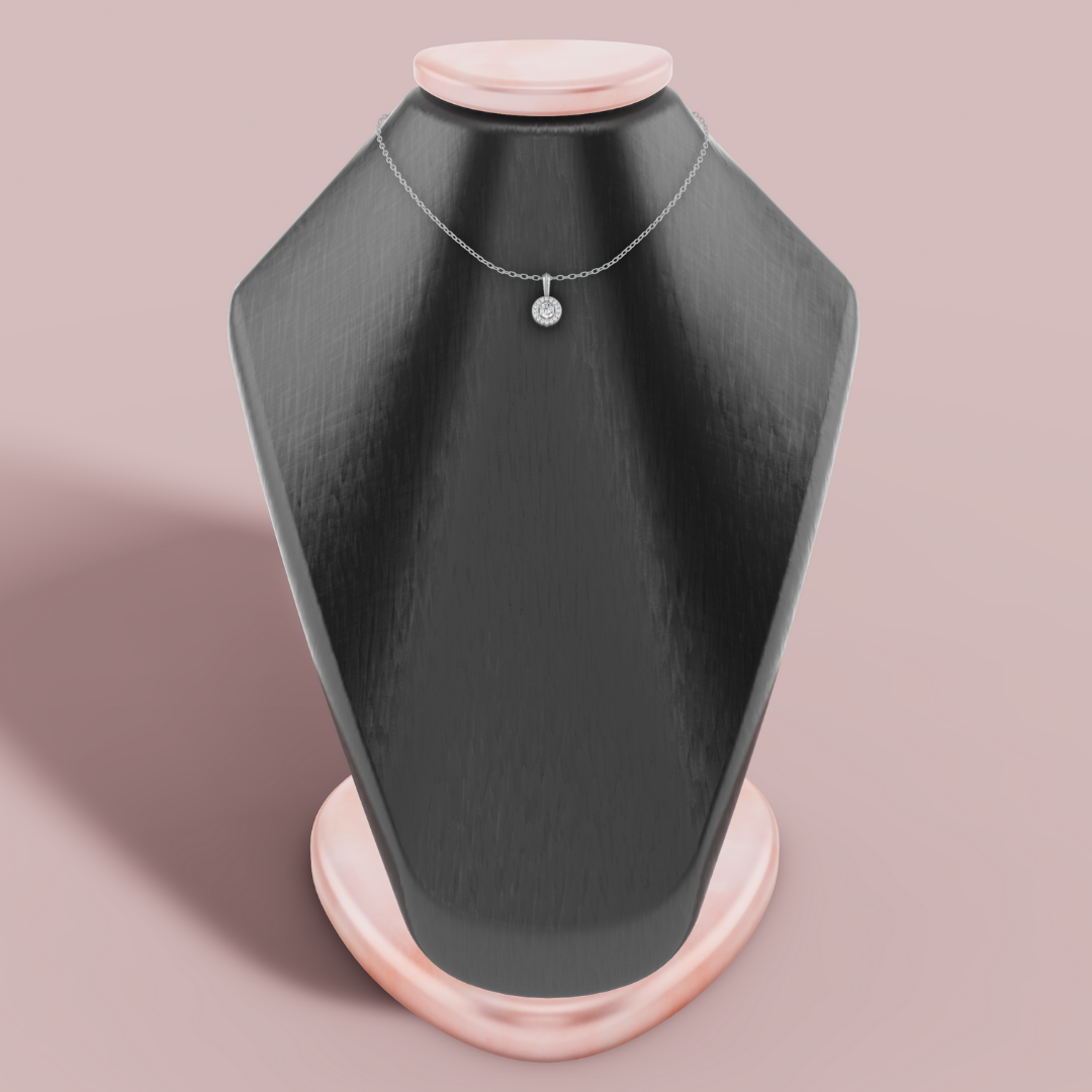 Halo Classic Round 925 Pure Silver Necklace My Store
