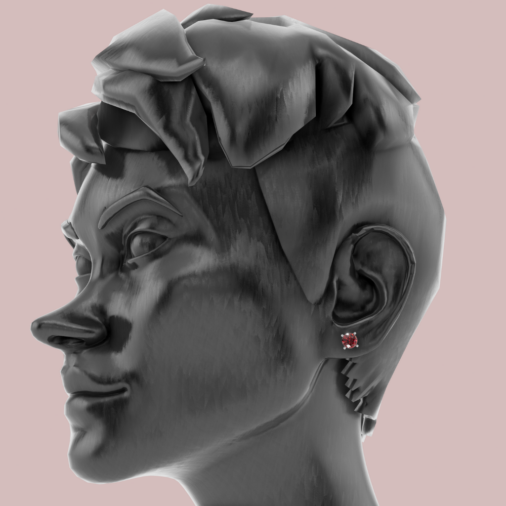 Moderna Round Red 925 Pure Silver Stud Earrings My Store