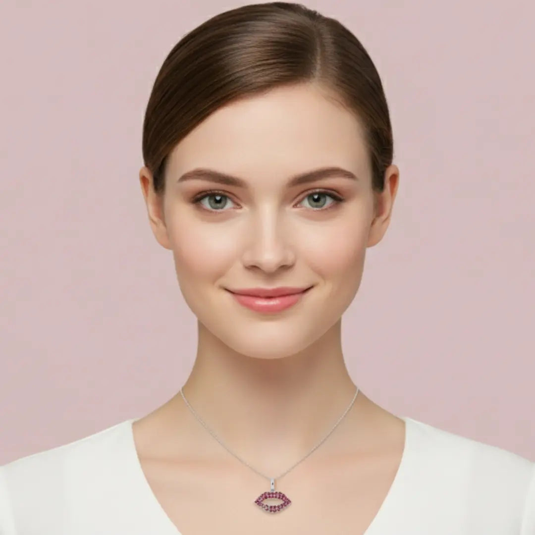 The Lips Charm 925 Pure Silver Necklace My Store