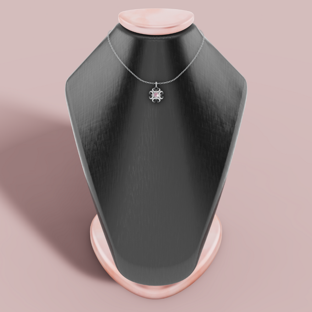 Amara Pink Solitaire 925 Pure Silver Necklace My Store