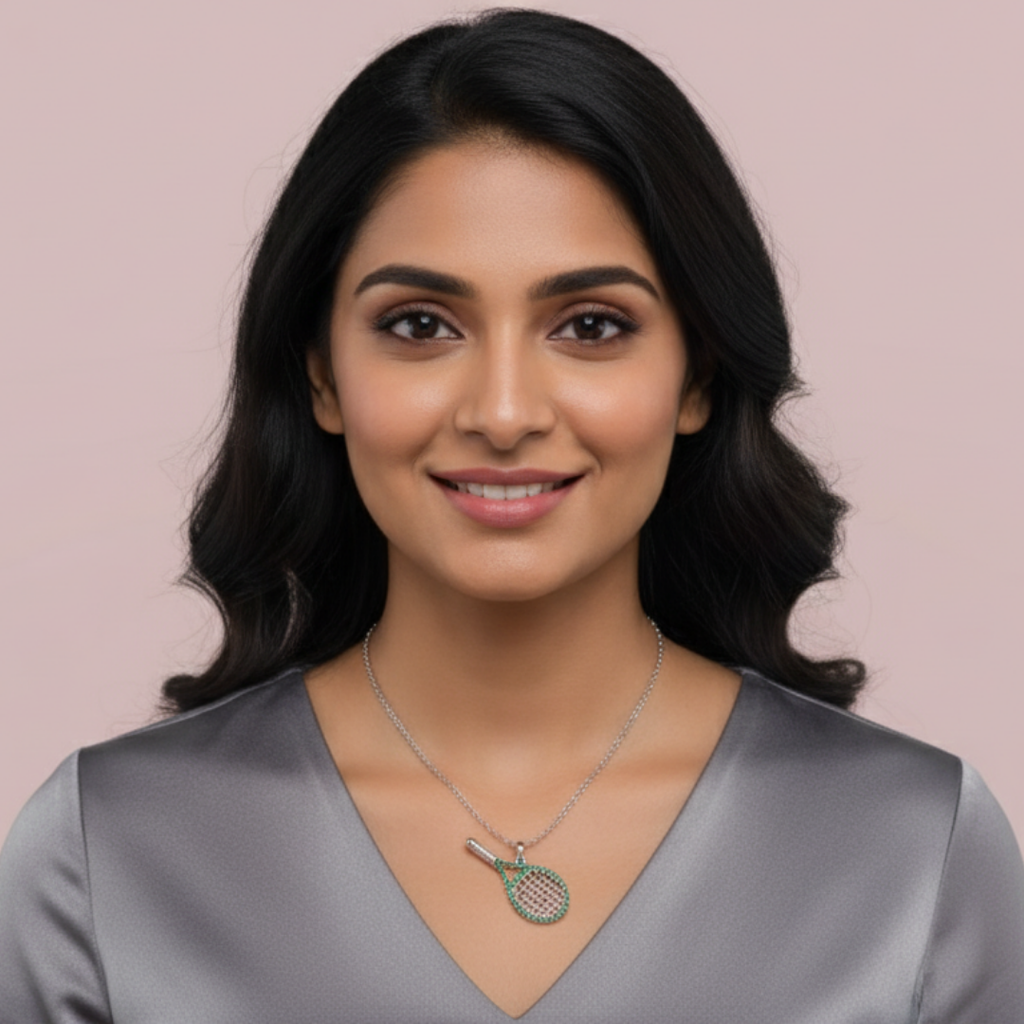 Winning Stroke Green 925 Pure Silver Necklace My Store